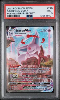 2021 Pokemon Sword & Shield Fusion Strike Espeon VMAX Fa Secret PSA 9 #270 - Image 1