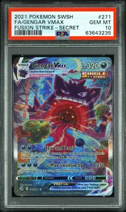 2021 POKEMON SWORD & SHIELD FUSION STRIKE FA/GENGAR VMAX#271 SECRET PSA 10 - Image 1