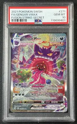 FA GENGAR VMAX PSA 10 2021 POKEMON SWORD & SHIELD FUSION STRIKE #271/264 SECRET - Image 1