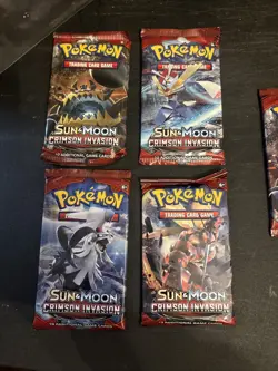 Lot Of 5 Pokemon Sun & Moon Crimson Invasion English Booster Trading Card Game - Image 2