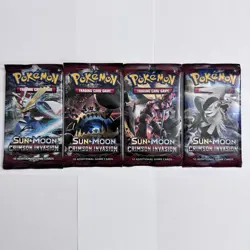 Pokemon Sun & Moon Crimson Invasion English Booster Trading Card Game 4 Pack Lot - Image 1