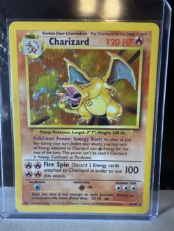 Pokemon TCG Charizard 4/102 Base Set Unlimited Holo Rare HP Vintage WOTC 1999 - Image 2