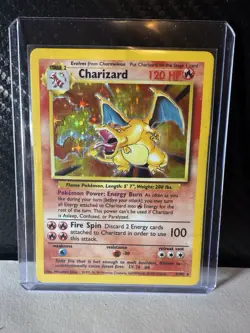 Pokemon TCG Charizard 4/102 Base Set Unlimited Holo Rare HP Vintage WOTC 1999 - Image 2