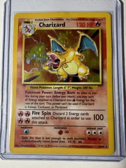 Pokemon TCG Charizard 4/102 Base Set Unlimited Holo Rare HP Vintage WOTC 1999 - Image 3