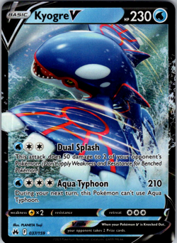 Kyogre V - 037/159 - Pokemon Crown Zenith Sword & Shield Ultra Rare Card NM - Image 1