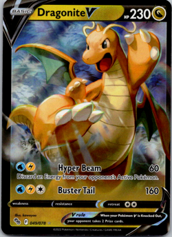 Dragonite V 049/078 2022 Pokemon GO Set Pokemon Card TCG Nintendo Ultra Rare Nm - Image 1