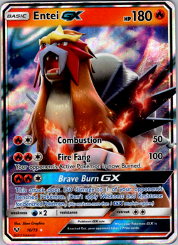 Entei GX ULTRA RARE 10/73 Pokemon SM Shining Legends NM Holo - Image 1