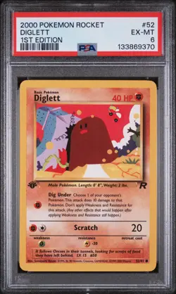 2000 POKEMON ROCKET 1ST ED #52 DIGLETT PSA 6 - Image 1