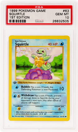 1999 Pokemon Base Set Squirtle 1st Edition #63 PSA 10 - Image 1