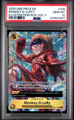 2025 ONE PIECE PROMOS ILLUSTRATION BOX VOL.3 #109 MONKEY D. LUFFY PSA 10 - Image 1