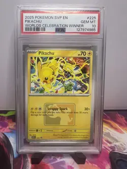 2025 Pokemon Pikachu SVP225 Worlds Celebration Tournament Winner Promo - PSA 10 - Image 1