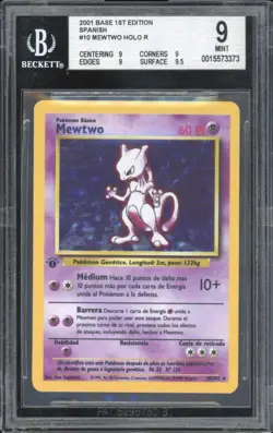 1999 Pokemon SPANISH 1st Edition Base Set Mewtwo Holo 10/102 BGS 9 MINT - Image 1