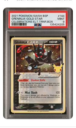 2021 POKEMON CELEBRATIONS GRENINJA GOLD STAR SWSH144 ETB BLACK PROMO 144 PSA 9 - Image 1
