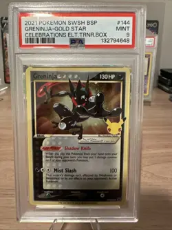 Pokemon Greninja Gold Star SWSH144 Black Star Promo Celebrations ETB PSA 9 - Image 1