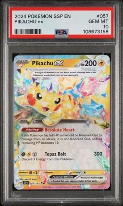 Pikachu ex 057/191 PSA 10 Surging Sparks Double Rare Pokemon Card TCG Gem Mint - Image 1