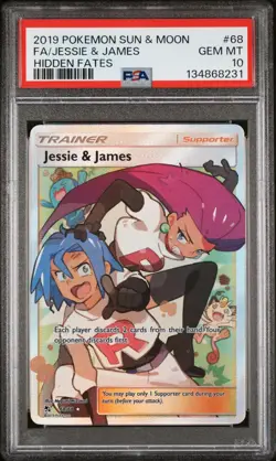 2019 Pokemon Sun & Moon Hidden Fates Jessie & James #68 PSA 10 - Image 1