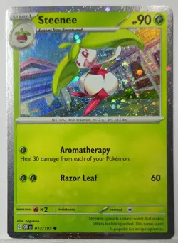Pokemon Steenee Fart Swirl 🌀 017/197 Cosmo Holo Bleed Error Rare 💫 - Image 1