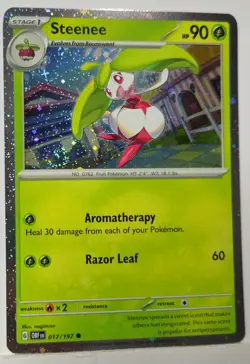 Pokemon Steenee Fart Swirl 🌀 017/197 Cosmo Holo Bleed Error Rare 💫 - Image 2