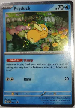 Pokemon Psyduck Perfect Fart Swirl 🌀 007 Cosmo Holo Mega Black Star Promo Rare - Image 1