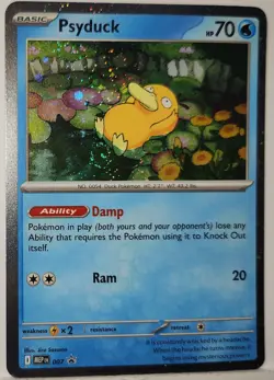 Pokemon Psyduck Perfect Fart Swirl 🌀 007 Cosmo Holo Mega Black Star Promo Rare - Image 2