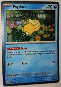 Pokemon Psyduck Perfect Fart Swirl 🌀 007 Cosmo Holo Mega Black Star Promo Rare - Image 3
