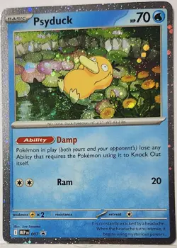 Pokemon Psyduck Perfect Fart Swirl 🌀 007 Cosmo Holo Mega Black Star Promo Rare - Image 4