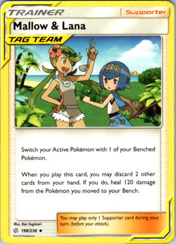 Mallow & Lana (#198/236) SM - Cosmic Eclipse NM Pokemon - Image 1