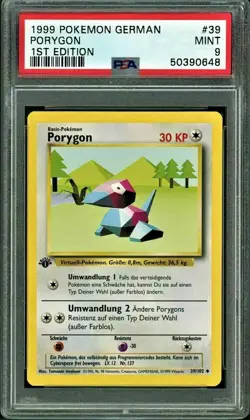 PSA 9 MINT Pokemon 1999 1st Edition GERMAN Porygon #39 - Image 1