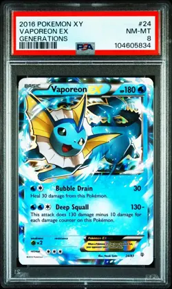 PSA 8 - 2016 POKEMON XY GENERATIONS 24 VAPOREON EX - Image 1