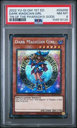 PSA 8 - 2022 YU-GI-OH! TIN OF THE PHARAOH'S GODS EN268 DARK MAGICIAN GIRL 1ST ED - Image 1