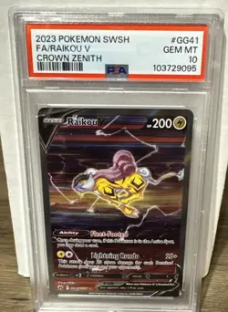 Raikou v GG41/GG70 Crown Zenith: Galarian Gallery Holo PSA 10 Gem Mint 2023 - Image 1