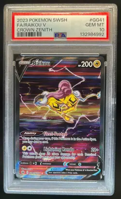 2023 Pokemon SWSH Crown Zenith Raikou V Galarian Gallery #GG41/GG70 PSA 10 - Image 1