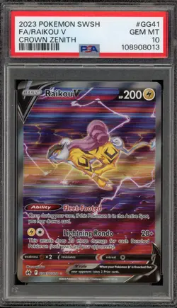 Pokemon Raikou V Crown Zenith Galarian Gallery Full Art #GG41 PSA 10 Gem Mint - Image 1