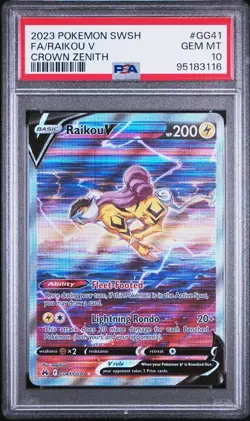 PSA 10 GEM MINT 2023 RAIKOU V FULL ART SWSH CROWN ZENITH GG41/GG70🔥 - Image 1