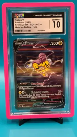 CGC 10 GEM MINT Raikou V Crown Zenith GG41/GG70 Galarian Gallery Pokemon Card EN - Image 1