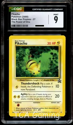 CGC 9 MINT Pikachu 27 "Bumblebee" WOTC Black Star PROMO Pokemon Card - Image 1