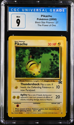 Pokemon Pikachu "Bumblebee" CGC 9 MINT WOTC Black Star Promo 27 - PW - Image 1