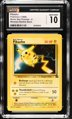 CGC 10 GEM MINT Pikachu # 4 WB Movie WOTC Black Star Promo Pokemon Card - Image 1