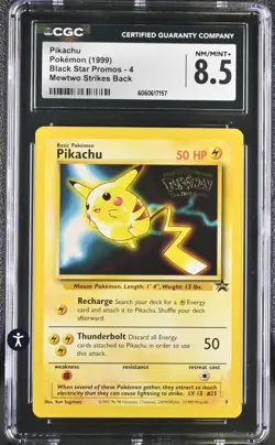 Pikachu (Movie Promo) 04/53 Wotc Black Star Promo Regular 1999 CGC 8.5 NM/MINT+ - Image 2