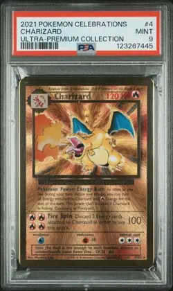 PSA 9 - 2021 Pokemon Celebrations UPC CHARIZARD Gold Metal Card #4 (7445) - Image 1