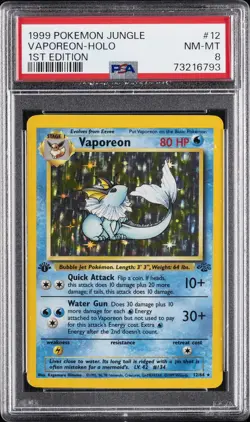 1999 POKEMON JUNGLE 1ST ED #12 VAPOREON-HOLO PSA 8 - Image 1