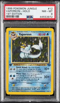 1999 POKEMON JUNGLE 1ST ED #12 VAPOREON-HOLO PSA 8 - Image 1