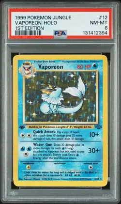 1999 Pokemon Jungle #12 Vaporeon Holo 1st Edition PSA 8 NM-MT - Image 1
