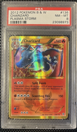 PSA 8 SHINY CHARIZARD 136/135 SECRET RARE 2013 B&W PLASMA STORM GRADED CARD - Image 1