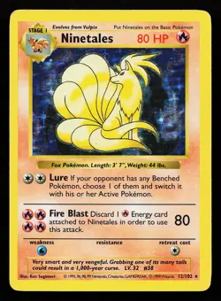Ninetales 12/102 Holo Rare Base Set (Shadowless) Pokemon Card - Image 1
