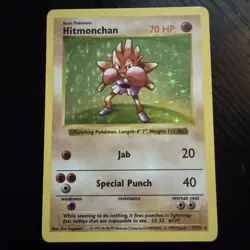 Pokemon TCG Hitmonchan Unlimited Rare Holo Shadowless Base Set 7/102 - Image 1