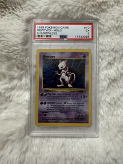 1999 POKEMON BASE SET SHADOWLESS #10 MEWTWO-HOLO PSA 5 - Image 1