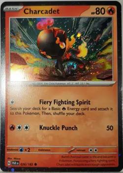 Pokemon Charcadet Fart Swirl 🌀 Cosmo Holo Bleed Error Rare 026/182 - Image 3
