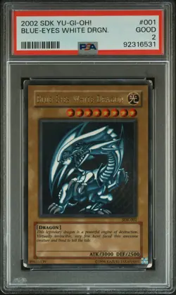 2002 YU-GI-OH! STARTER DECK: KAIBA #001 BLUE-EYES WHITE DRAGON PSA 2 - Image 1