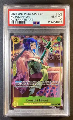 Kouzuki Hiyori (Alternate Art) OP06-106 Wings of the Captain Foil PSA 10 English - Image 1